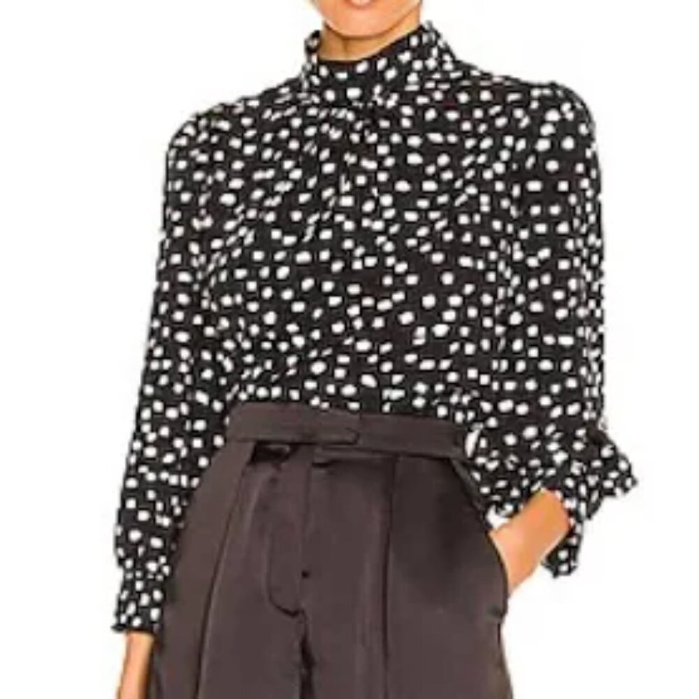 Sanctuary black and white blouse, bottom down back, sz L